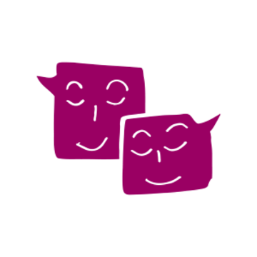 2 smiley speech bubbles maroon icon