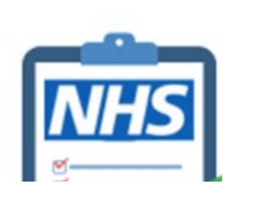 A clipboard with the NHS logo on it 