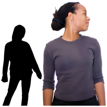 Someone looking away from a silhouetted figure 