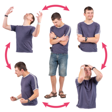 Photographs of the same man in different poses