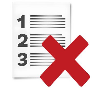 A list with a red cross beside it.