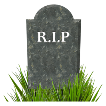 A gravestone with RIP engraved on it. RIP means Rest In Peace