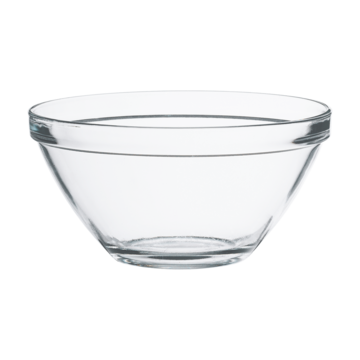 A glass bowl with nothing inside it