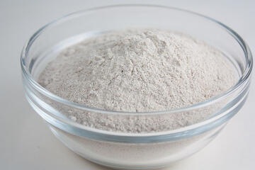 A glass bowl of flour
