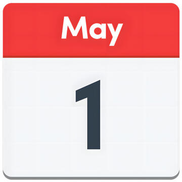 A calendar showing 1 May.