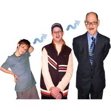 A picture of a boy next to a teenager next to a man