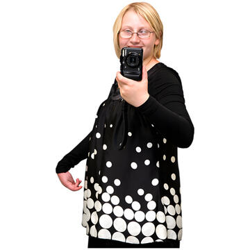 A woman taking a photo of herself