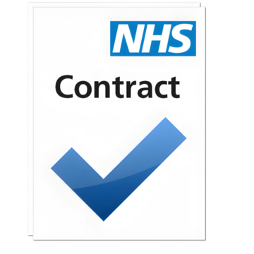 A drawing of an NHS contract paper