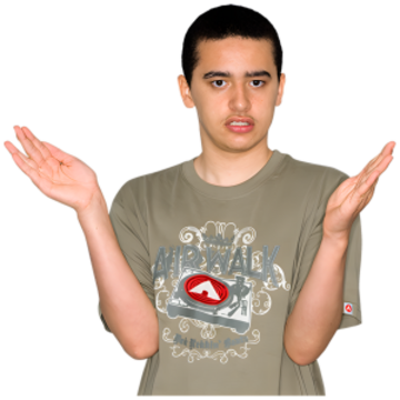 A young man with open arms