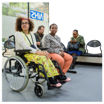 Patients sitting in an NHS waiting room