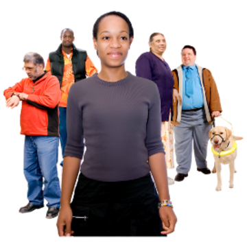  A group of people with one person standing ahead of the group