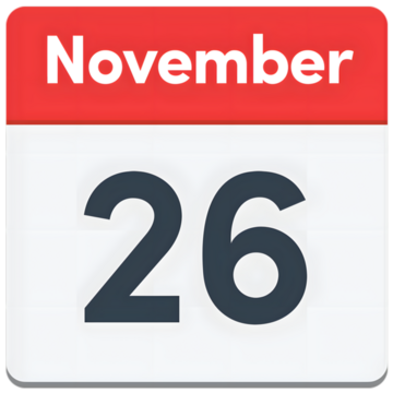 Calendar icon displaying November 26