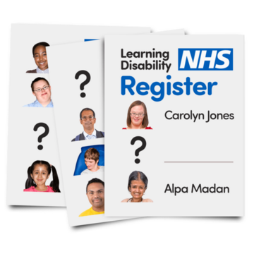 NHS Learning Disability Register with photos and names.