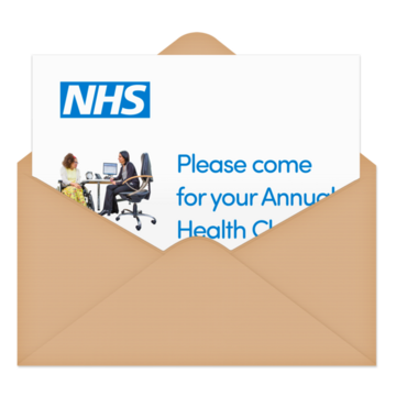 Envelope with a letter inviting someone to an annual health check