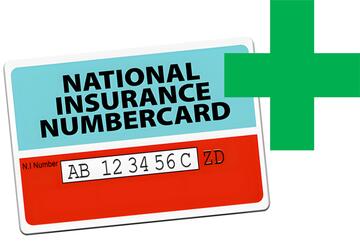A National Insurance card with a plus sign beside it.