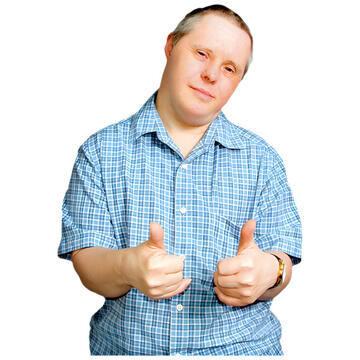 A man with his thumbs up.