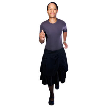 A woman running.
