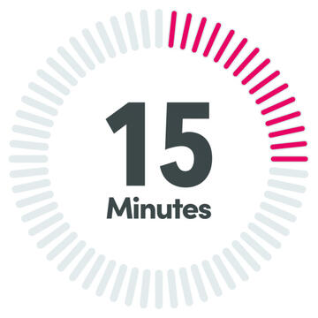 A timer showing 15 minutes.