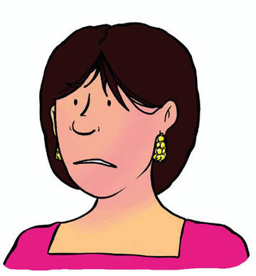 A drawing of a woman with a red face caused by a rash
