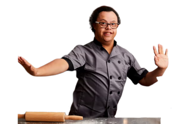 Michael Beynon Mythbuster about to bake a cake
