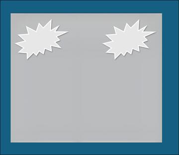 A square of foil against a blue wall with jagged shapes on it.