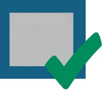 A square of radiator foil and a wall with a green tick.