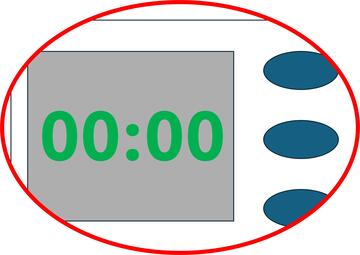 A red circle around a digital screen and some buttons on a timer.