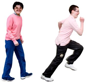 A man walking and a man running.