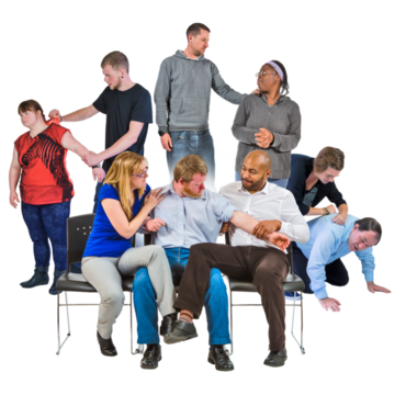 Photographs of different people being held down and restrained