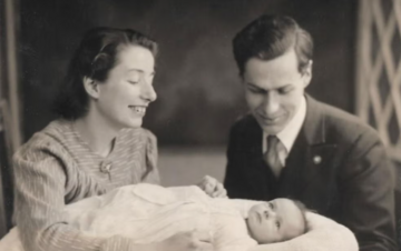 Judy Fryd with her husband and baby daughter