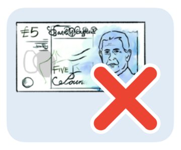 NHS111 a five pound note and a red cross