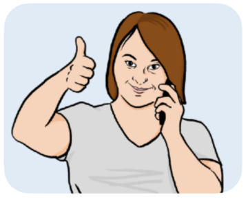 NHS111 a woman on the phone with her thumb up