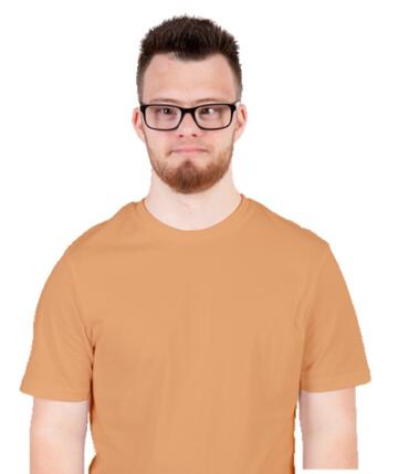 A man with a neutral expression on his face.