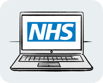 A laptop with the NHS logo on the screen.
