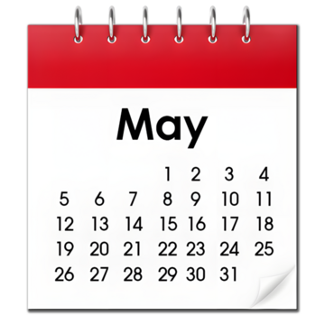 A calendar showing the month of May.