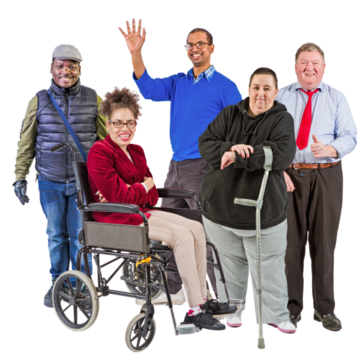 A group of people looking happy.