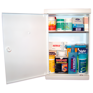 A medicine cabinet in a house out of direct sunshine