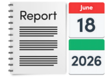 A report and beside it is a calendar with the date 18 June 2026.