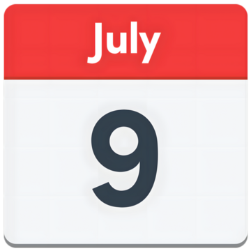 Calendar page with the date July 9
