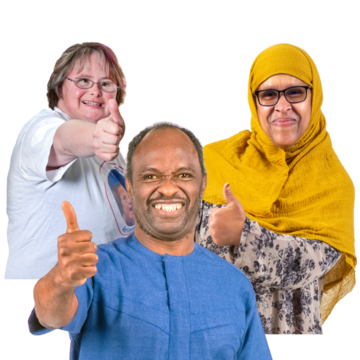 3 people smiling with their thumbs up.