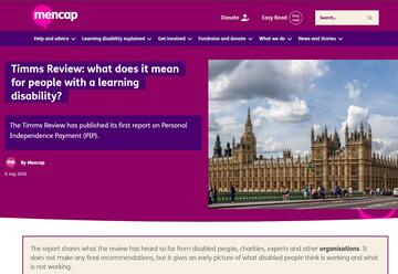 Image of a blog page on the Mencap website
