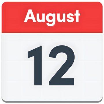 A calendar showing August 12.
