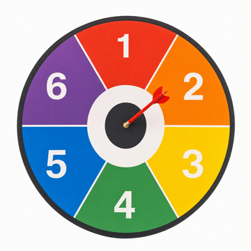 a target with the numbers 1 - 6