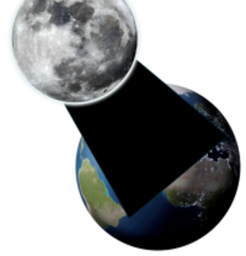 The moon with a shadow on some of the planet Earth.