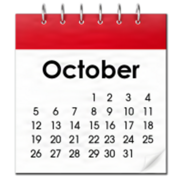 A calendar showing the month of October.