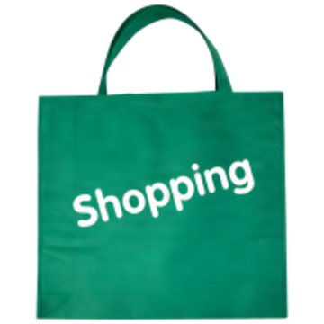 A bag with the word shopping on it.