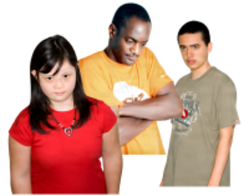 3 people looking unhappy.