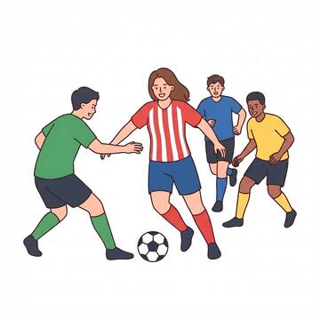 A group of people playing football.