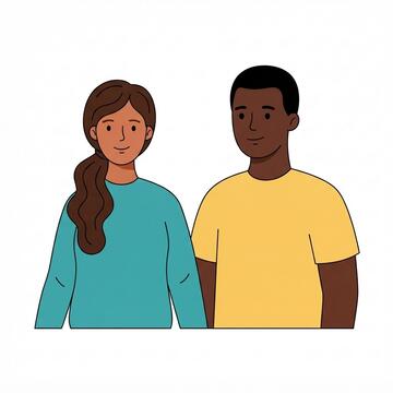 a man and woman standing side by side