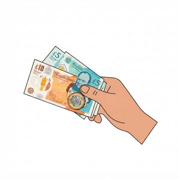 A hand holding money